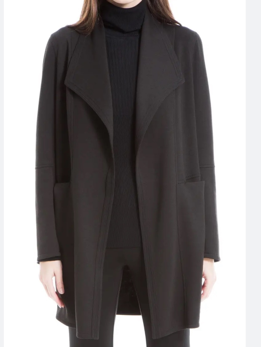Max Studio Trapunto Scuba Knit Black Topper Jacket, size xs